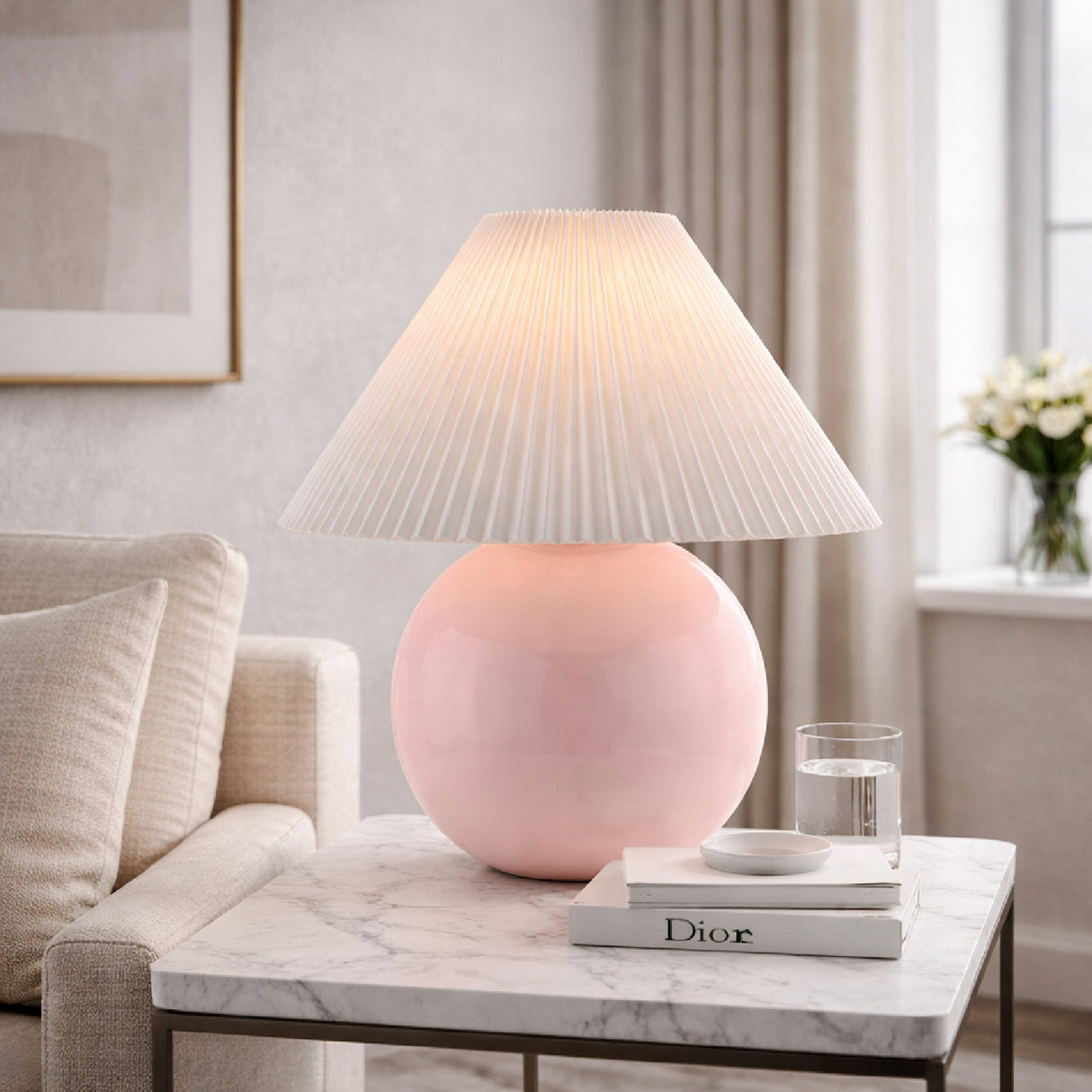 Pleated White Fabric Table Lamp | Oroa.com