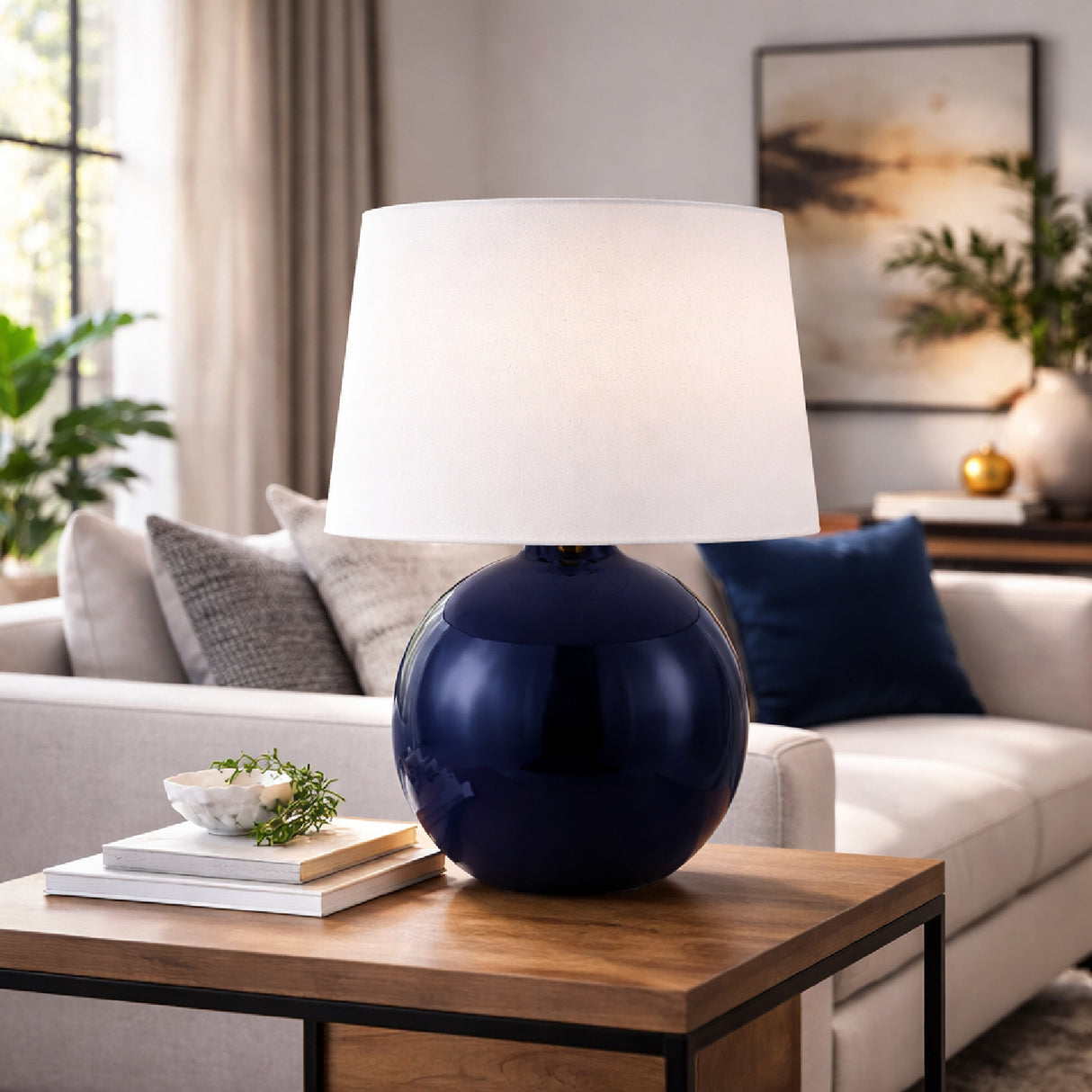 Modern European furniture - Glazed Globe Ceramic Table Lamp - www.oroa.com | Oroa.com