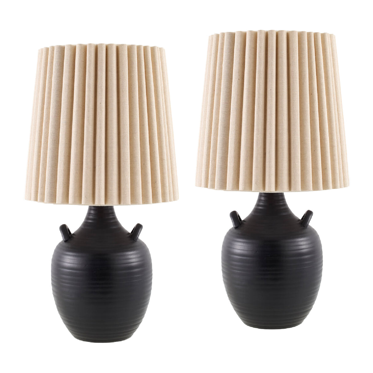 Ceramic Fluted Linen Table Lamps (2) | Oroa.com