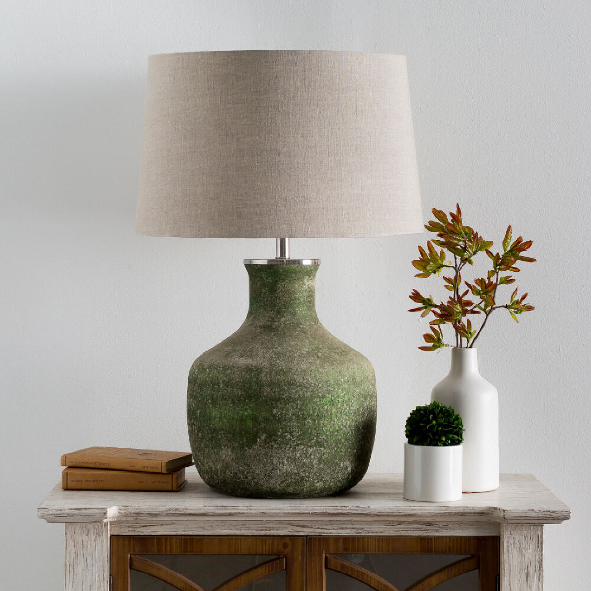 Sandblasted Green Glass Table Lamp | Oroa.com
