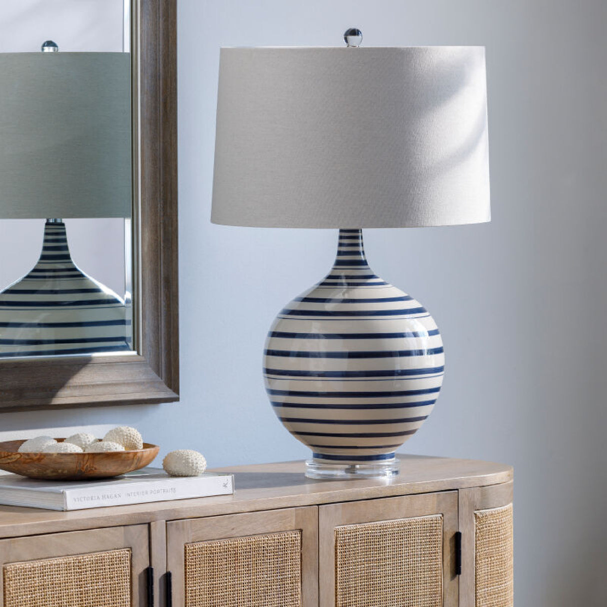 Modern European furniture - Navy Stripes Ceramic Table Lamp - www.oroa.com | Oroa.com