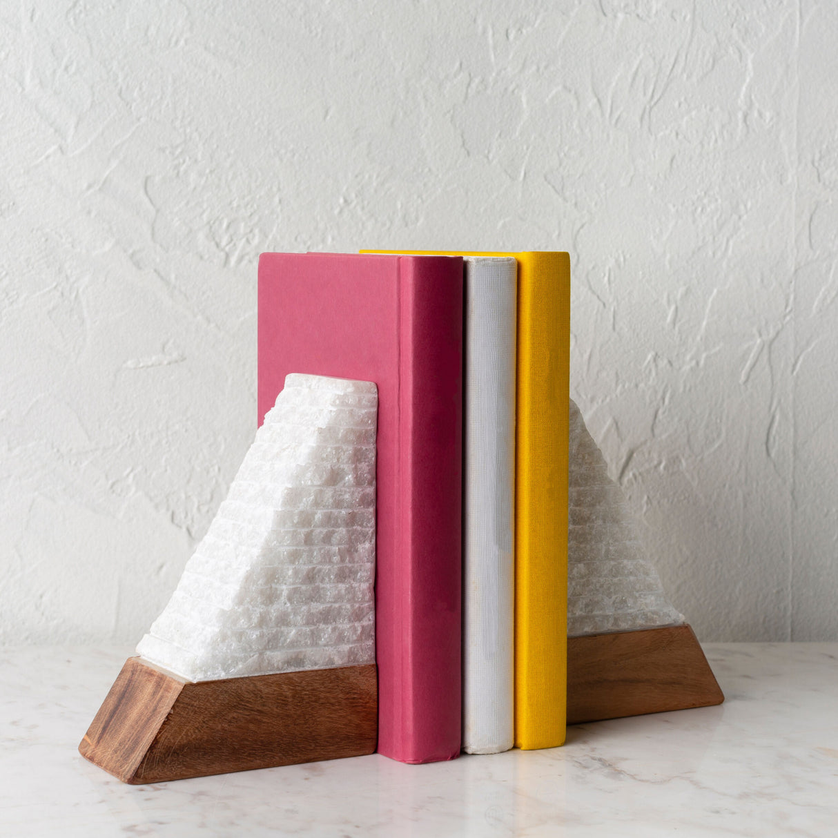 White Stone Triangular Bookend Set (2) | Oroa.com