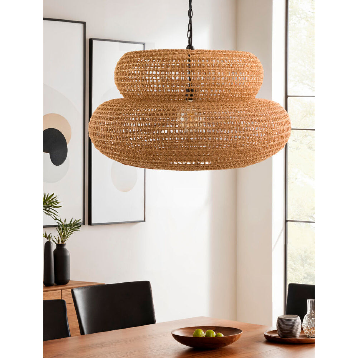 Modern European furniture - Brown Woven 2-Tier Pendant Lamp - www.oroa.com | Oroa.com