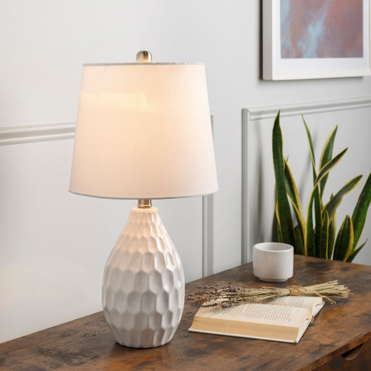 Modern European furniture - White Ceramic Linen Table Lamp - www.oroa.com | Oroa.com