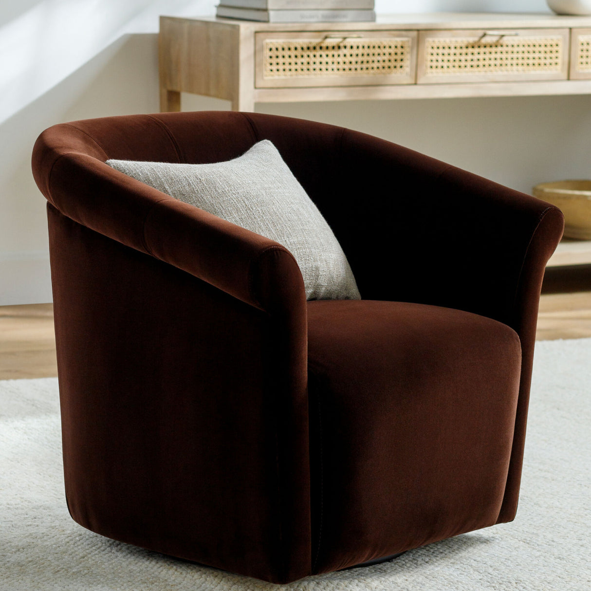 Brown Cotton Swivel Chair | Oroa.com