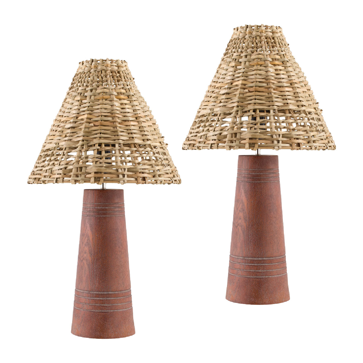 Modern European furniture - Woven Rattan Accent Table Lamps (2) - www.oroa.com | Oroa.com