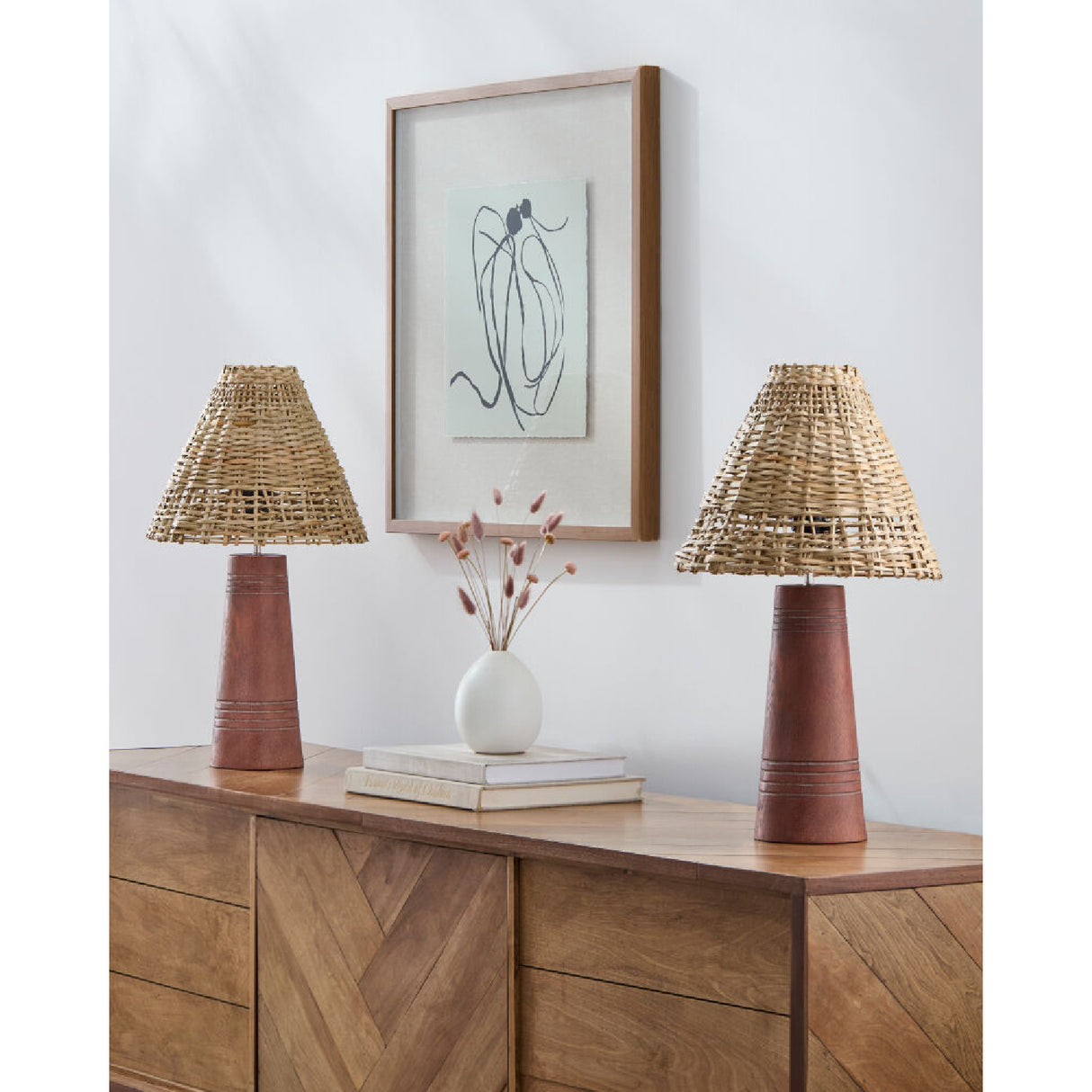 Modern European furniture - Woven Rattan Accent Table Lamps (2) - www.oroa.com | Oroa.com
