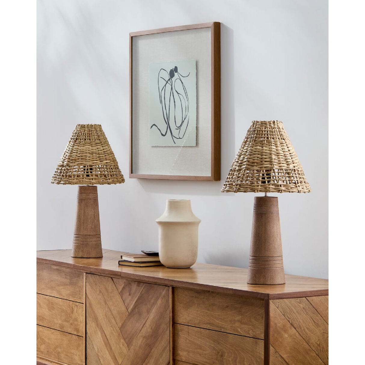 Modern European furniture - Woven Rattan Accent Table Lamps (2) - www.oroa.com | Oroa.com