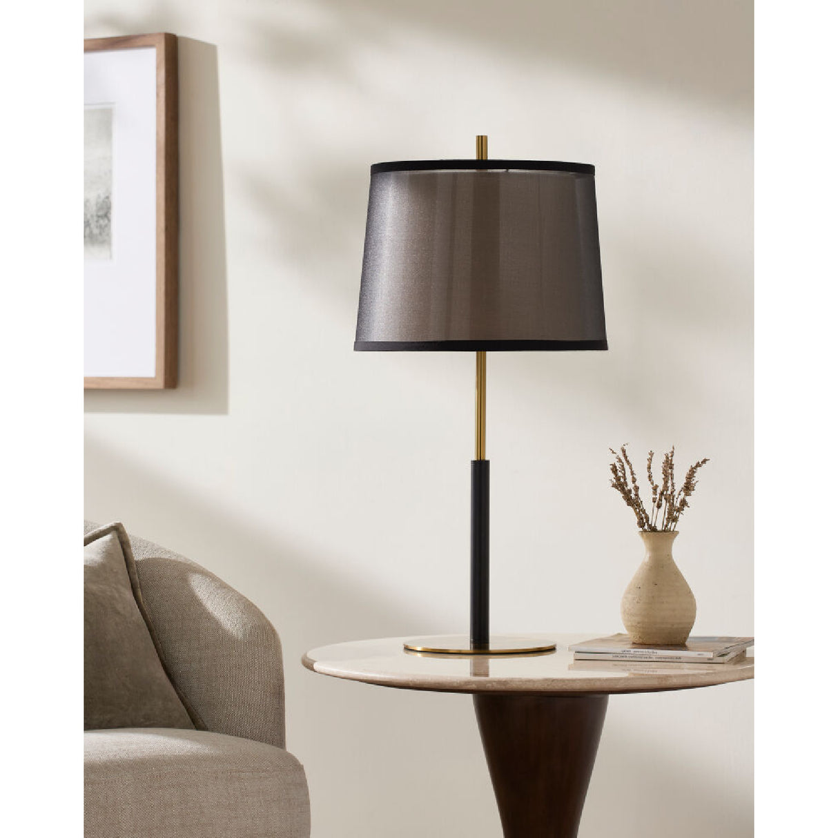 Modern European furniture - Black Linen Accent Table Lamp - www.oroa.com | Oroa.com