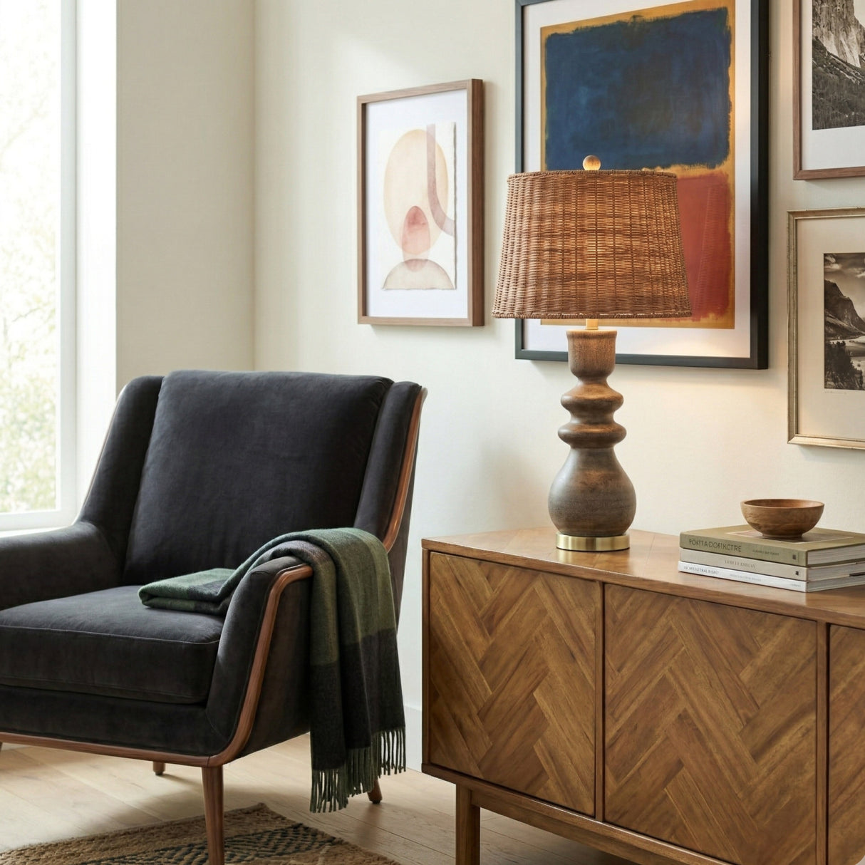 Modern European furniture - Rattan Brown Base Table Lamp - www.oroa.com | Oroa.com
