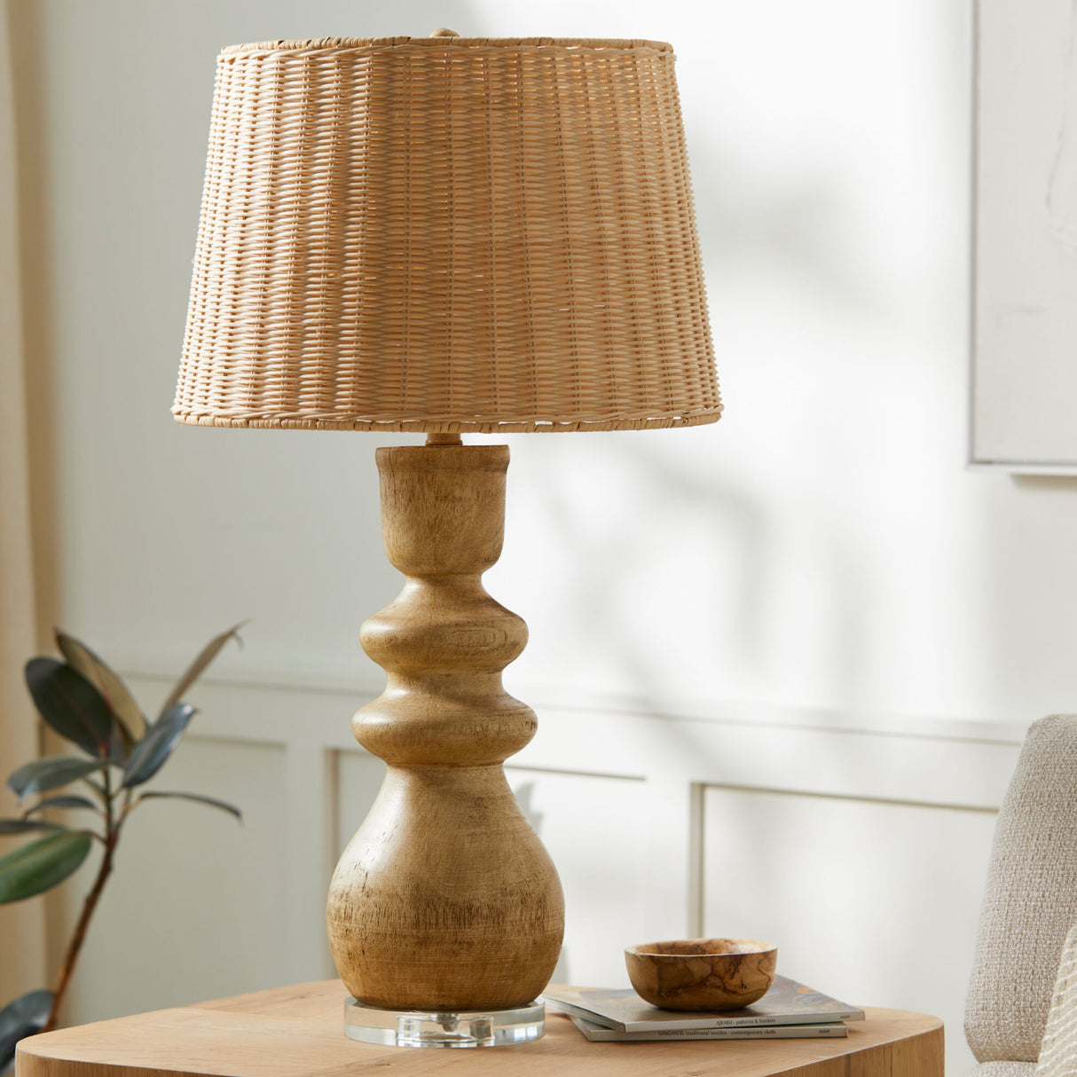 Modern European furniture - Rattan Light Brown Base Table Lamp - www.oroa.com | Oroa.com