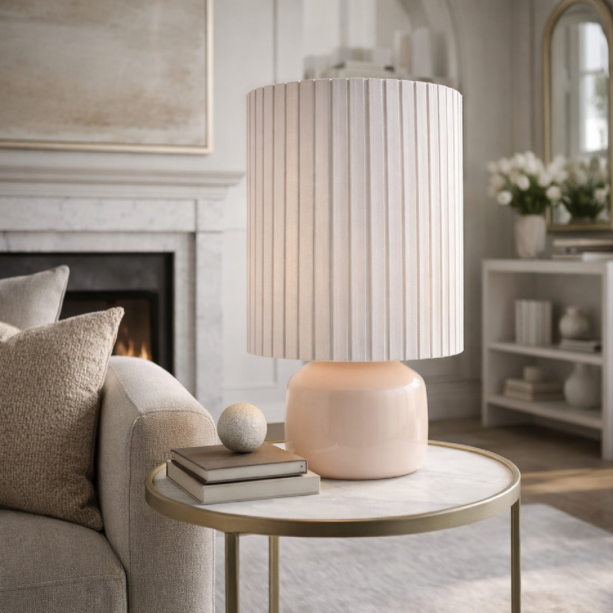 Reeded Linen Accent Table Lamp | Oroa.com