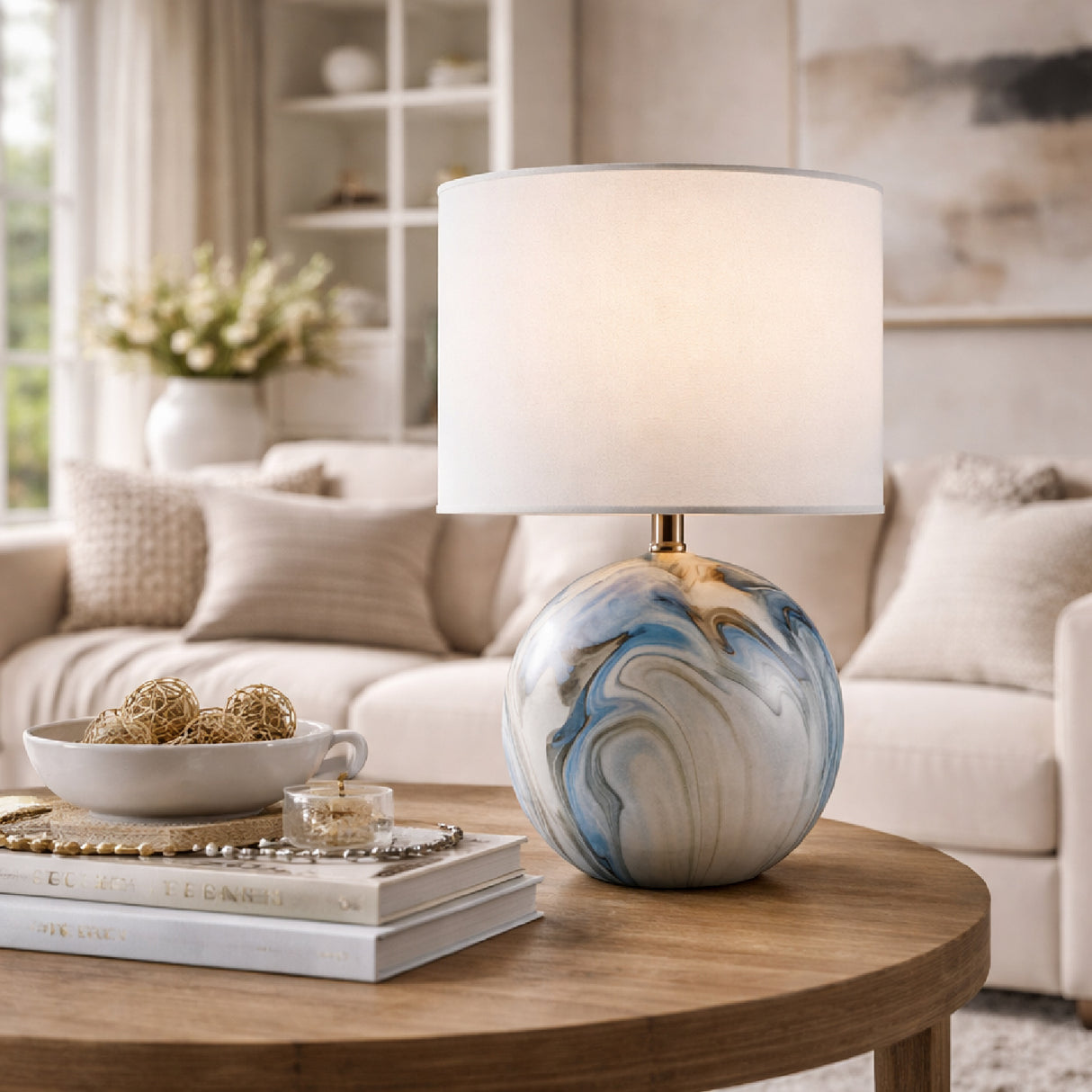 Swirl Round Ceramic Table Lamp | Oroa.com