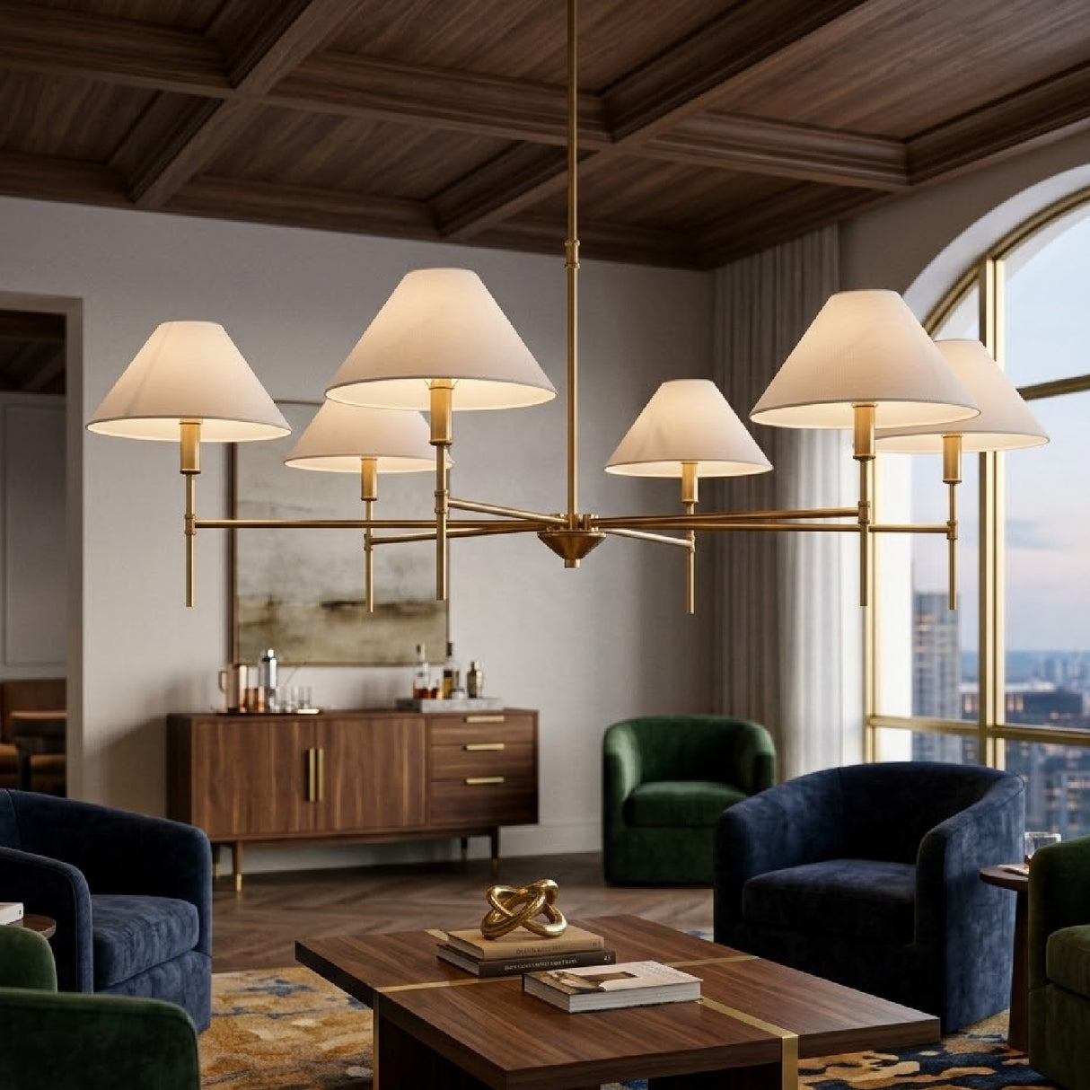 Modern European furniture - White Linen 6-Light Chandelier - www.oroa.com | Oroa.com