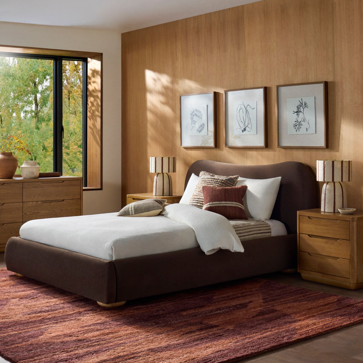 Beige Striped Accent Table Lamp | Oroa.com