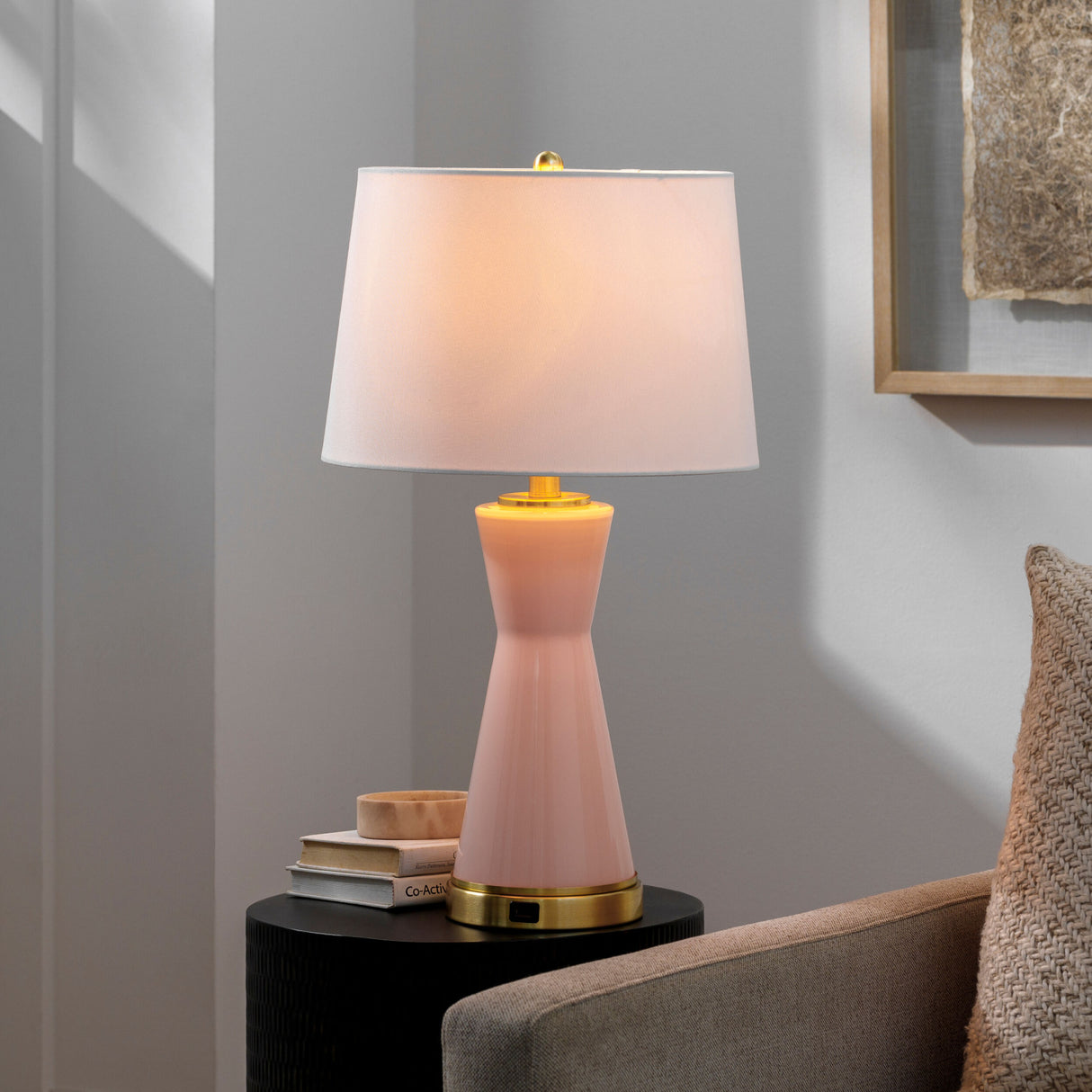 Modern European furniture - Pink Glass Accent Table Lamp - www.oroa.com | Oroa.com