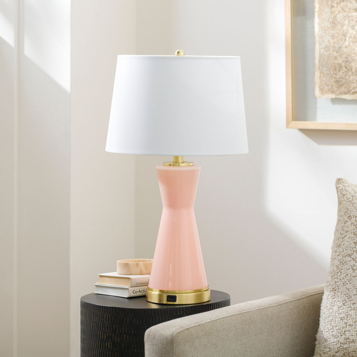 Modern European furniture - Pink Glass Accent Table Lamp - www.oroa.com | Oroa.com