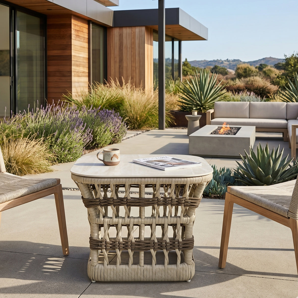 Modern European furniture - Cream Aluminum Outdoor End Table - www.oroa.com | Oroa.com