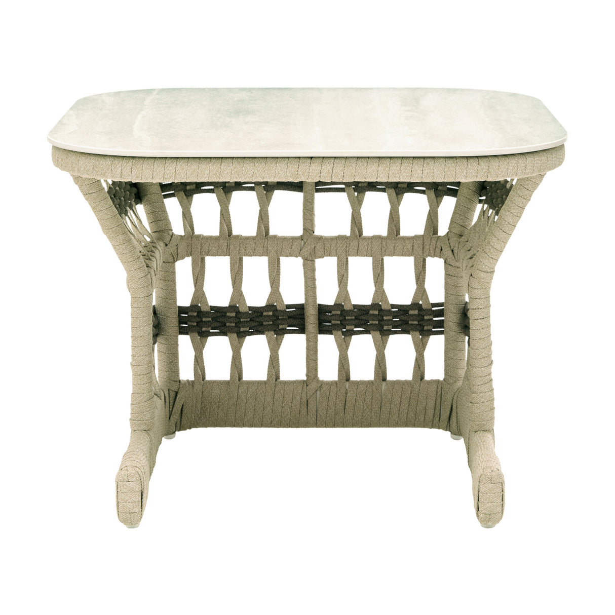 Modern European furniture - Cream Aluminum Outdoor End Table - www.oroa.com | Oroa.com