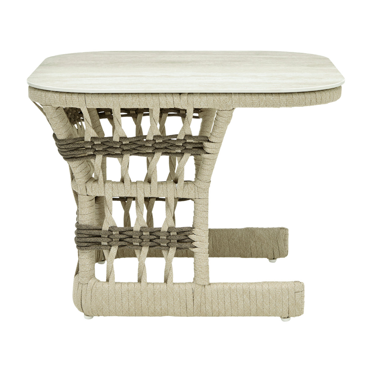 Modern European furniture - Cream Aluminum Outdoor End Table - www.oroa.com | Oroa.com