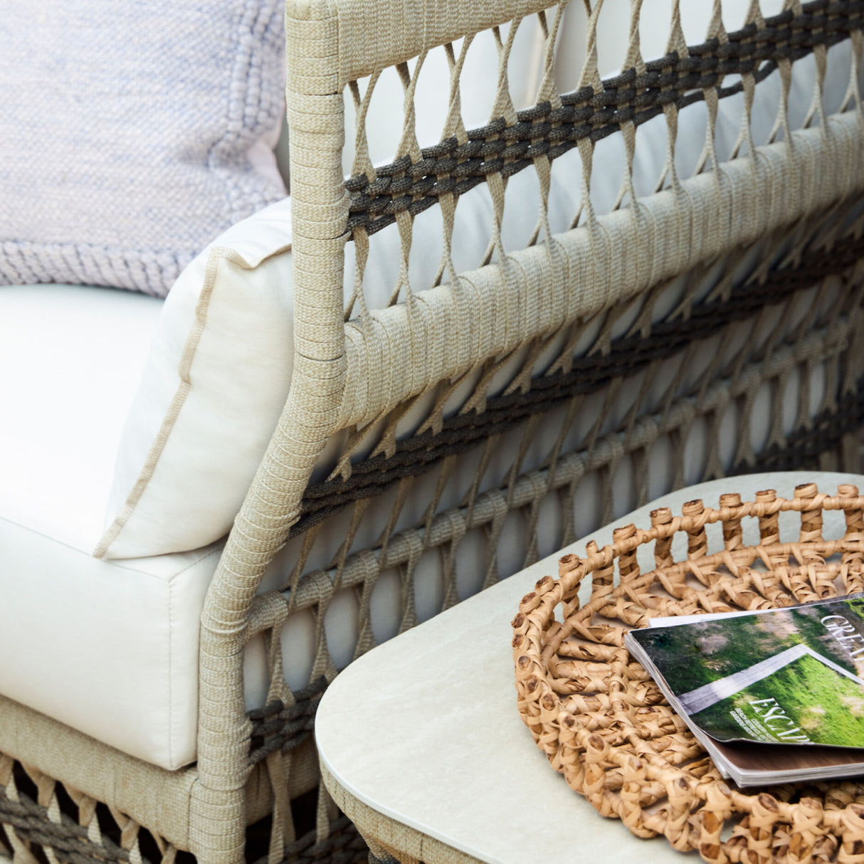 Modern European furniture - Cream Aluminum Outdoor End Table - www.oroa.com | Oroa.com