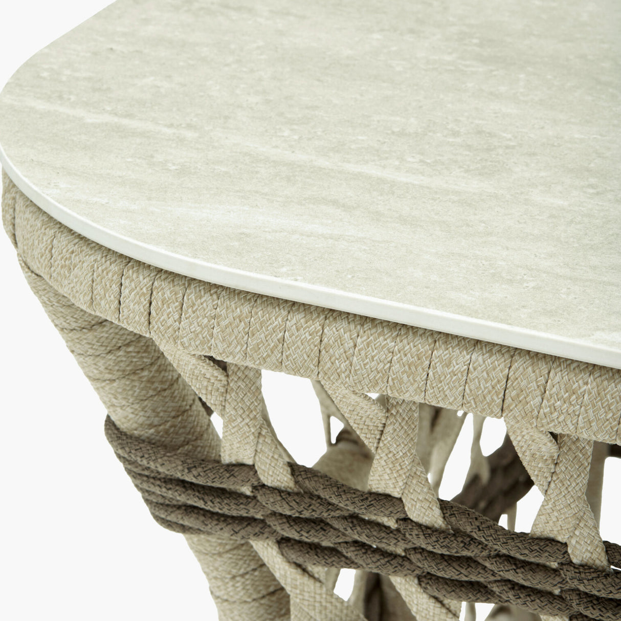 Modern European furniture - Cream Aluminum Outdoor End Table - www.oroa.com | Oroa.com