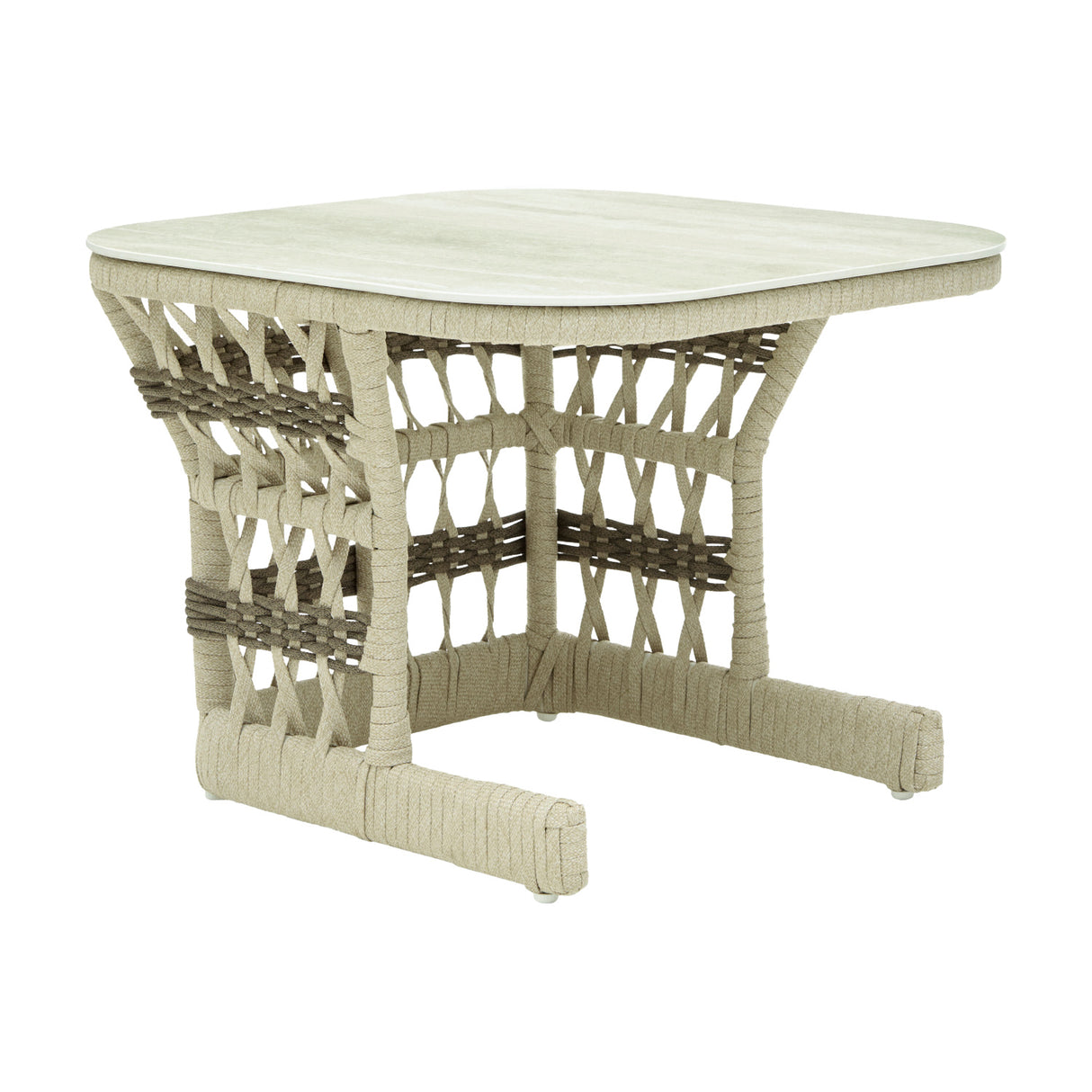 Modern European furniture - Cream Aluminum Outdoor End Table - www.oroa.com | Oroa.com