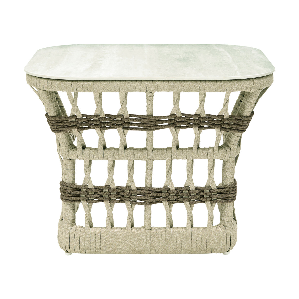 Modern European furniture - Cream Aluminum Outdoor End Table - www.oroa.com | Oroa.com