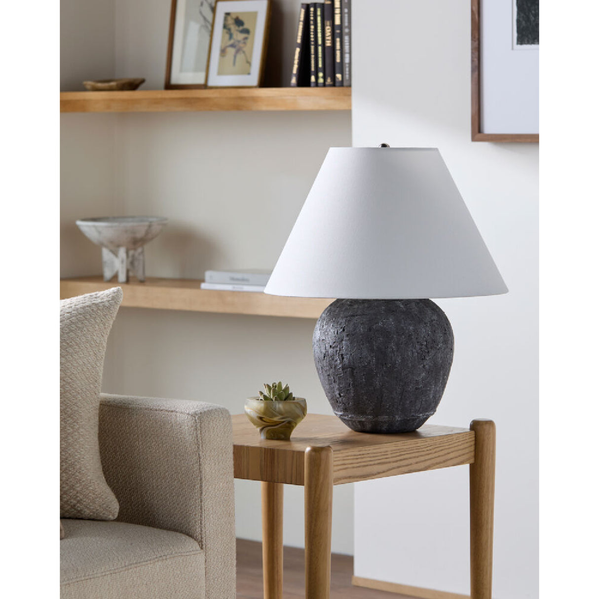 Modern European furniture - Black Cement Accent Table Lamp - www.oroa.com | Oroa.com