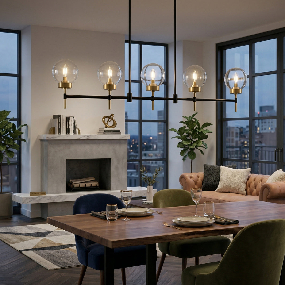 Modern European furniture - 5-Light Glass Linear Chandelier - www.oroa.com | Oroa.com