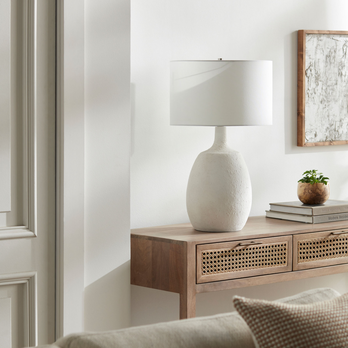 Modern European furniture - White Cement Accent Table Lamp - www.oroa.com | Oroa.com