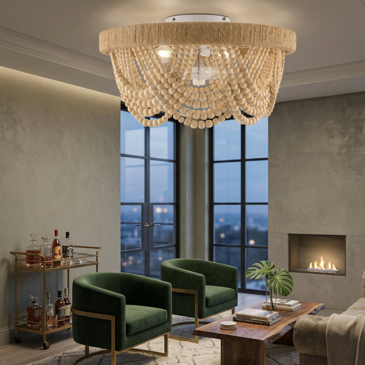 Modern European furniture - Wooden Beads Cascade Chandelier - www.oroa.com | Oroa.com
