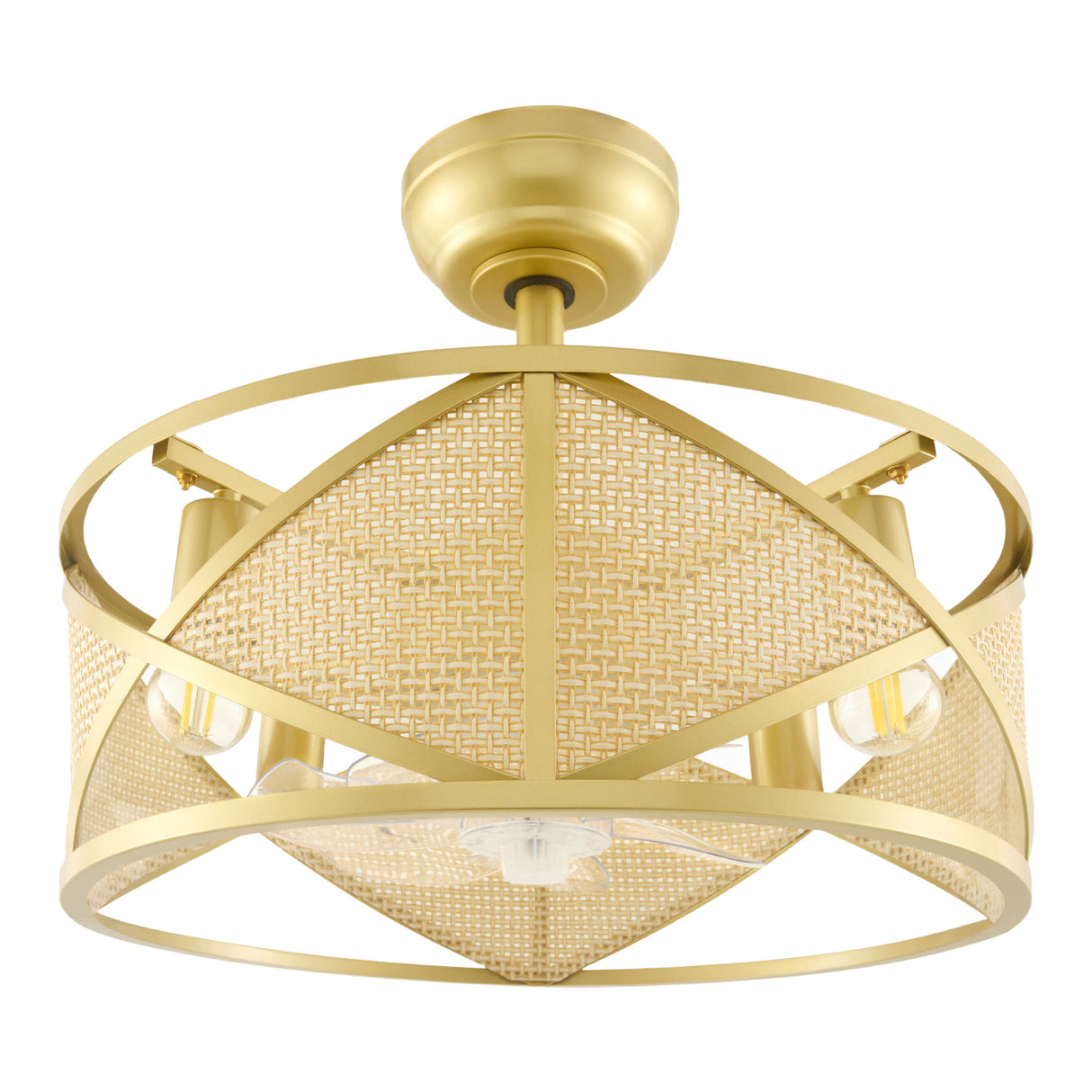 Modern European furniture - Gold Framed Rattan Chandelier - www.oroa.com | Oroa.com