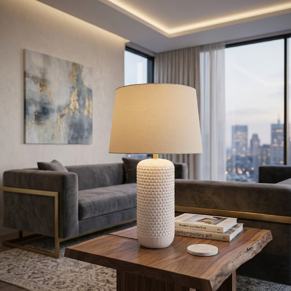 Modern European furniture - Cream Painted Ceramic Table Lamp - www.oroa.com | Oroa.com
