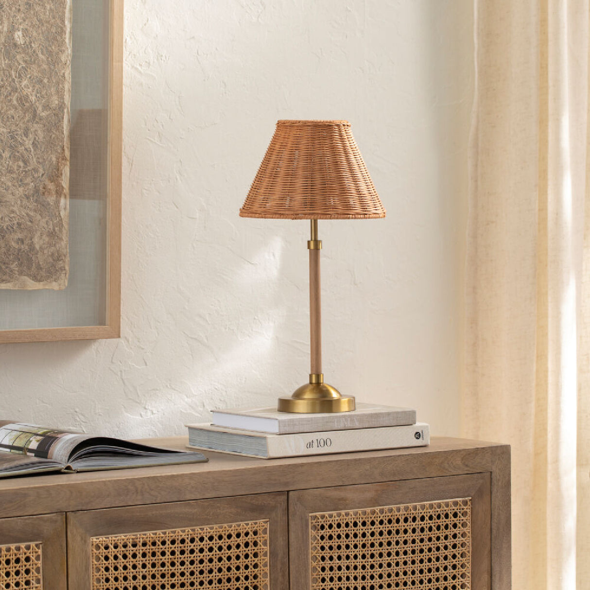 Modern European furniture - Tan Rattan Accent Table Lamp - www.oroa.com | Oroa.com