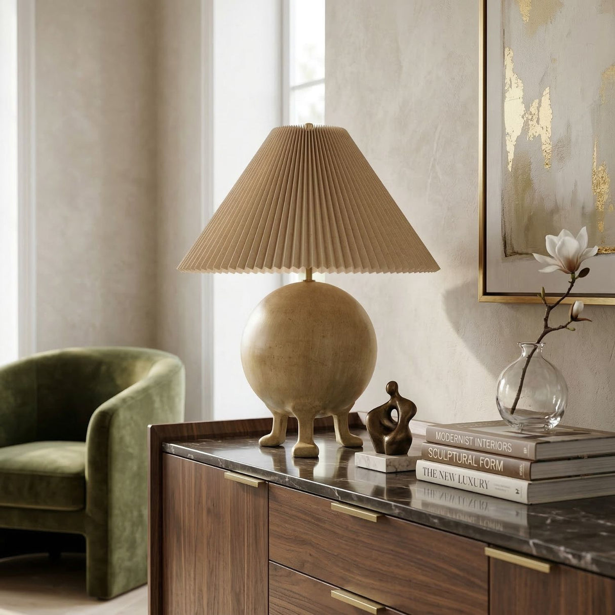Pleated Linen Cement Table Lamp | Oroa.com