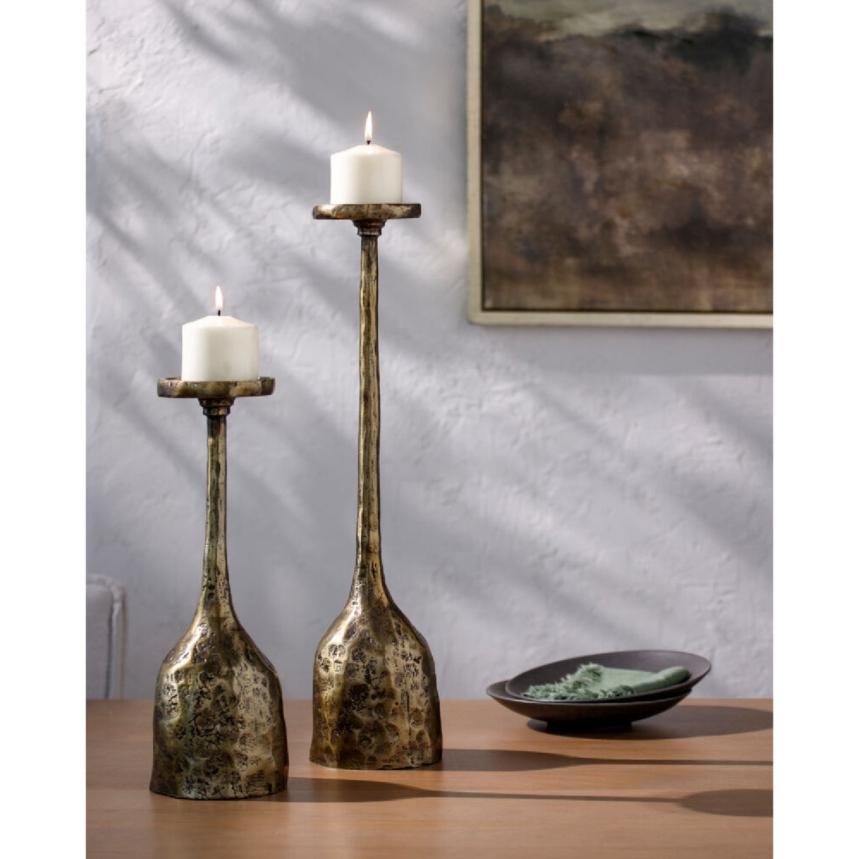 Modern European furniture -Antiqued Iron Candleholder L - www.oroa.com | Oroa.com