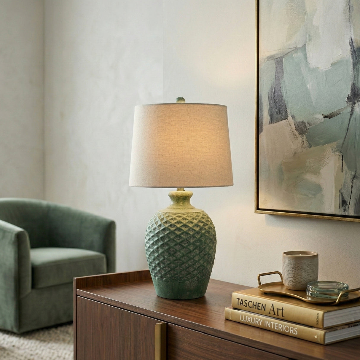 Modern European furniture - Green Cement Accent Table Lamp S - www.oroa.com | Oroa.com