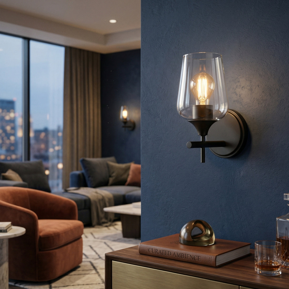Modern European furniture - Black Framed Glass Wall Lamp - www.oroa.com | Oroa.com