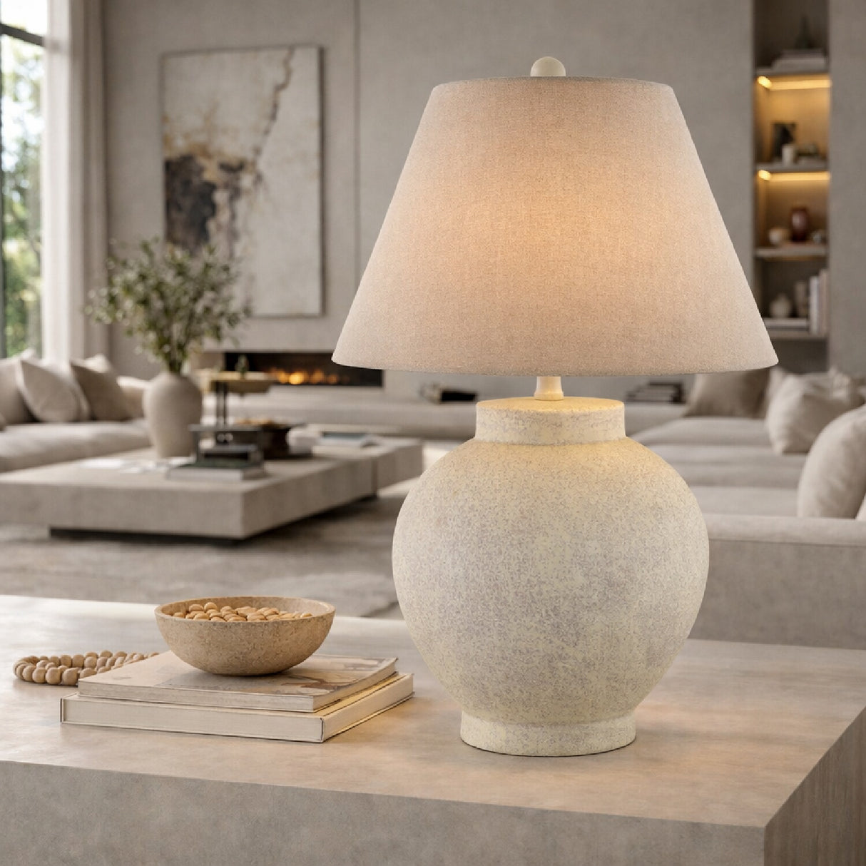 Ceramic Beige Linen Table Lamp | Oroa.com