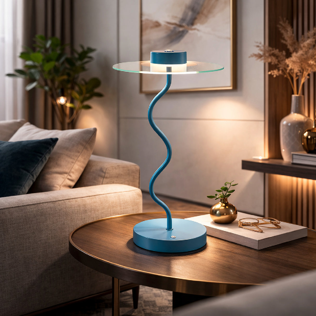 Blue Wavy Accent Table Lamp | Oroa.com