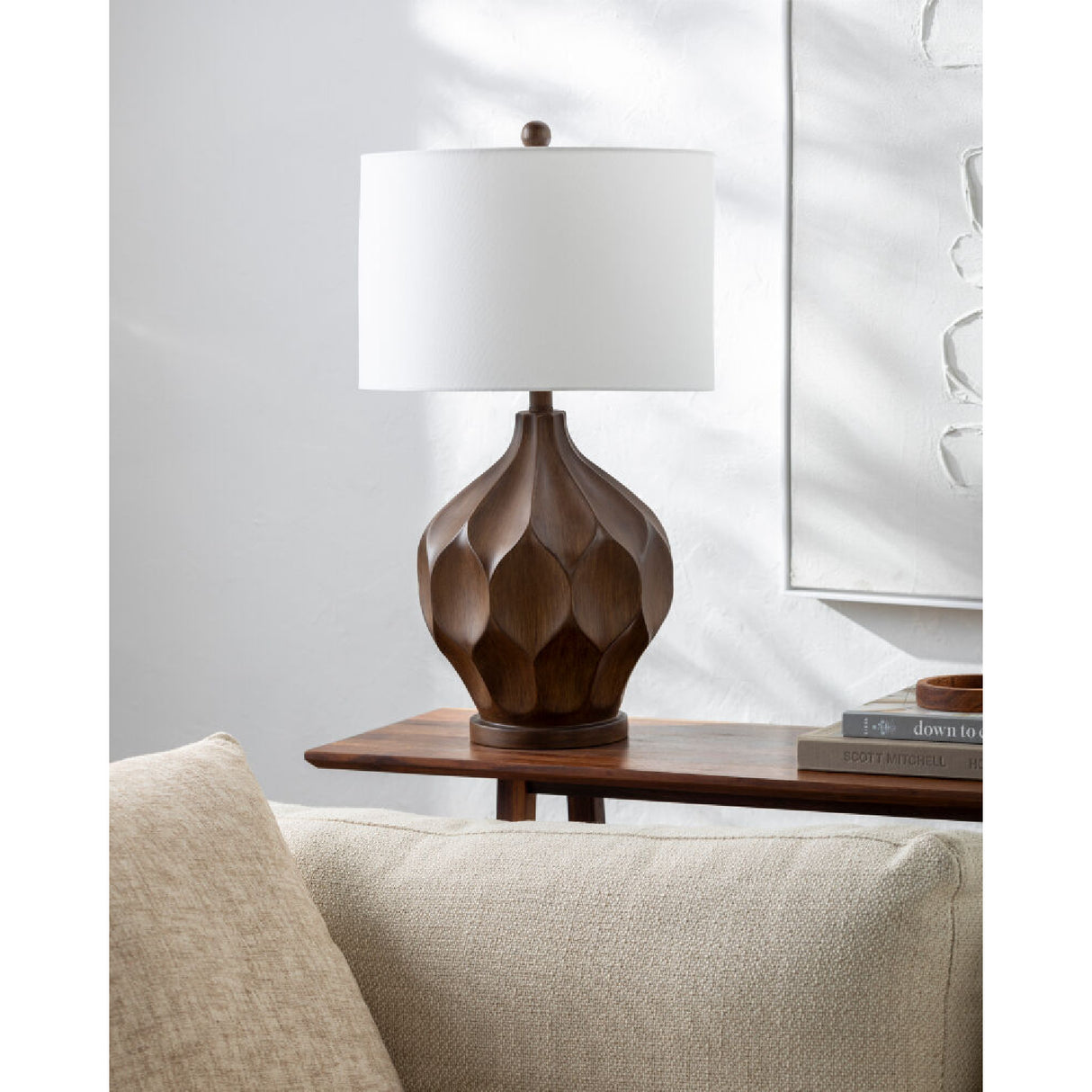 Modern European furniture - Brown Carved Accent Table Lamp - www.oroa.com | Oroa.com