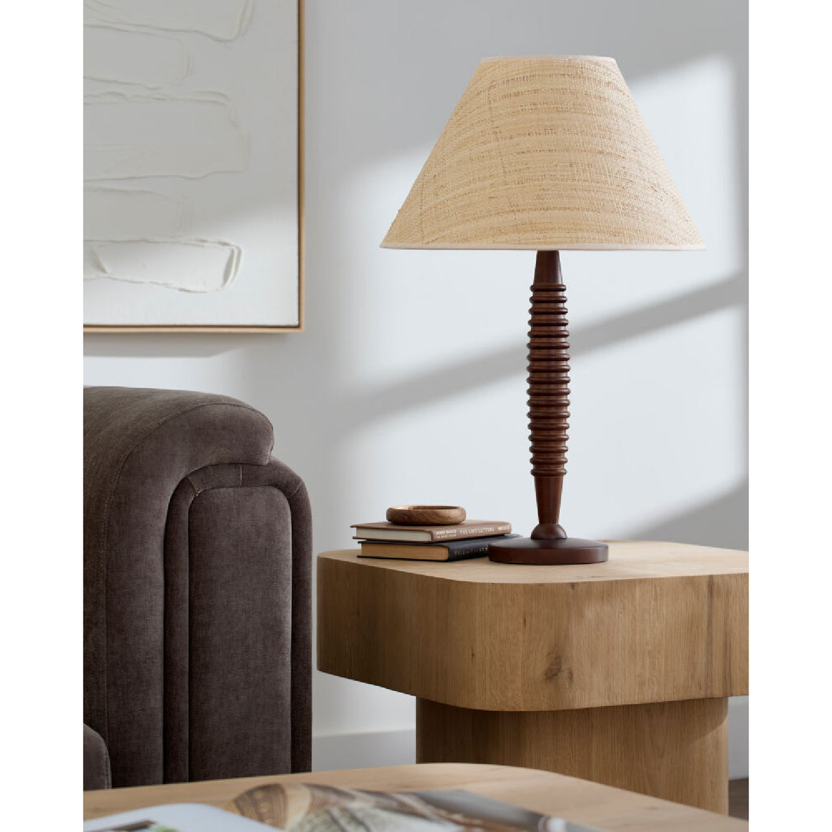 Modern European furniture - Brown Linen Accent Table Lamp - www.oroa.com | Oroa.com