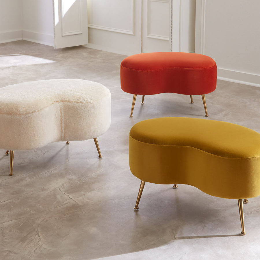 Brass Legs Upholstered Ottoman | Jonathan Adler Kidney | Oroa.com