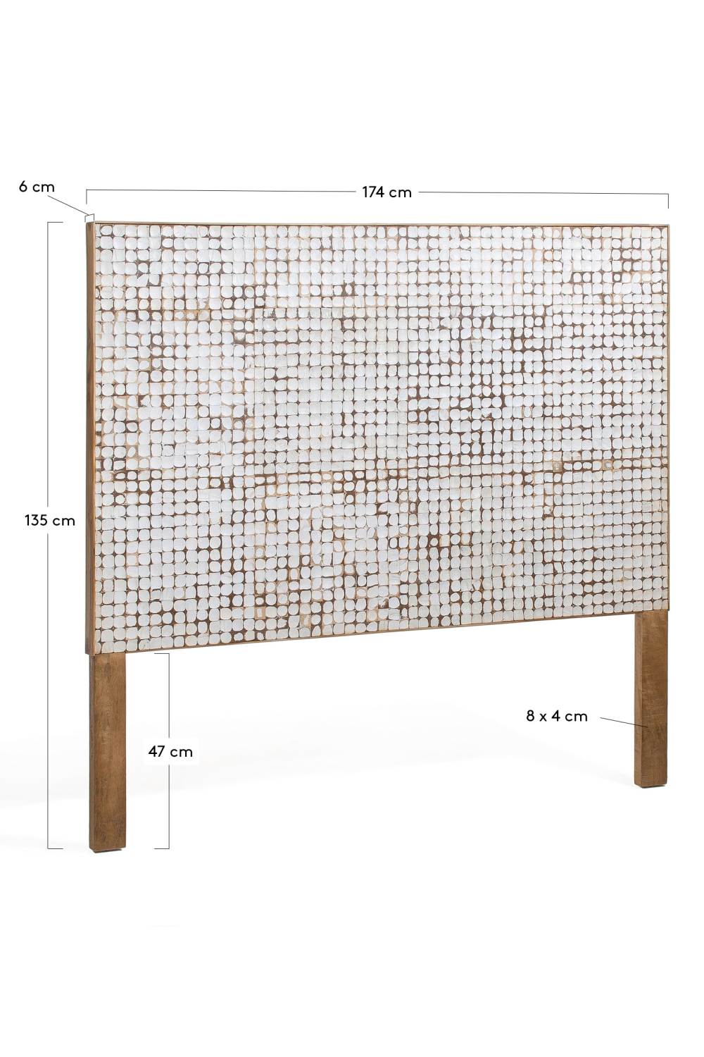 White Coconut Shell Queen Headboard 63" | Oroa.com