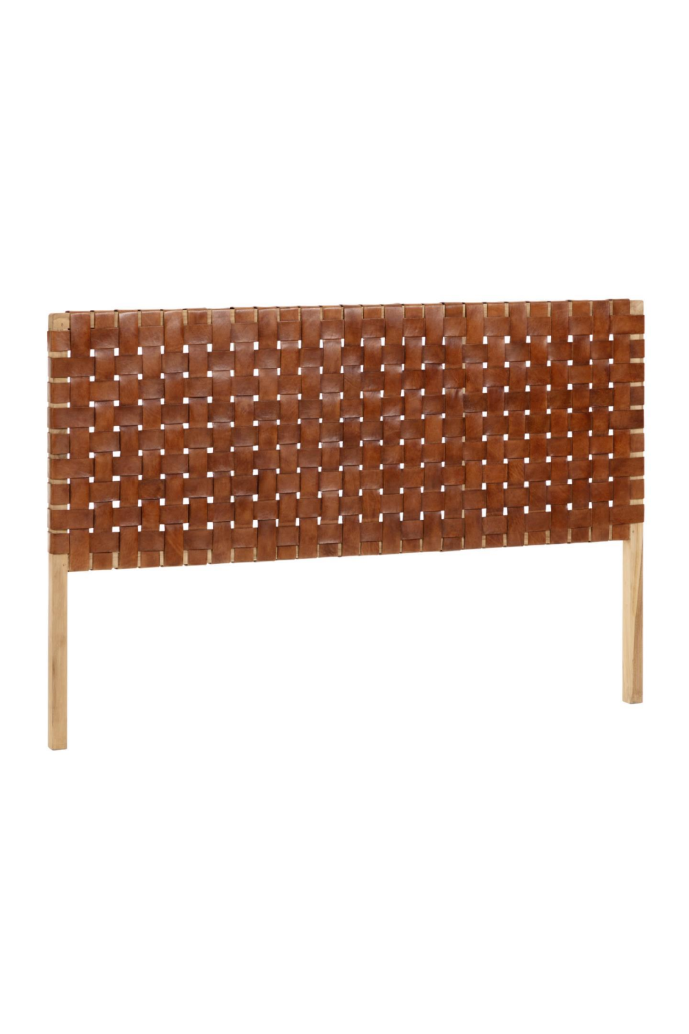 Woven Brown Leather Queen Headboard | Oroa.com