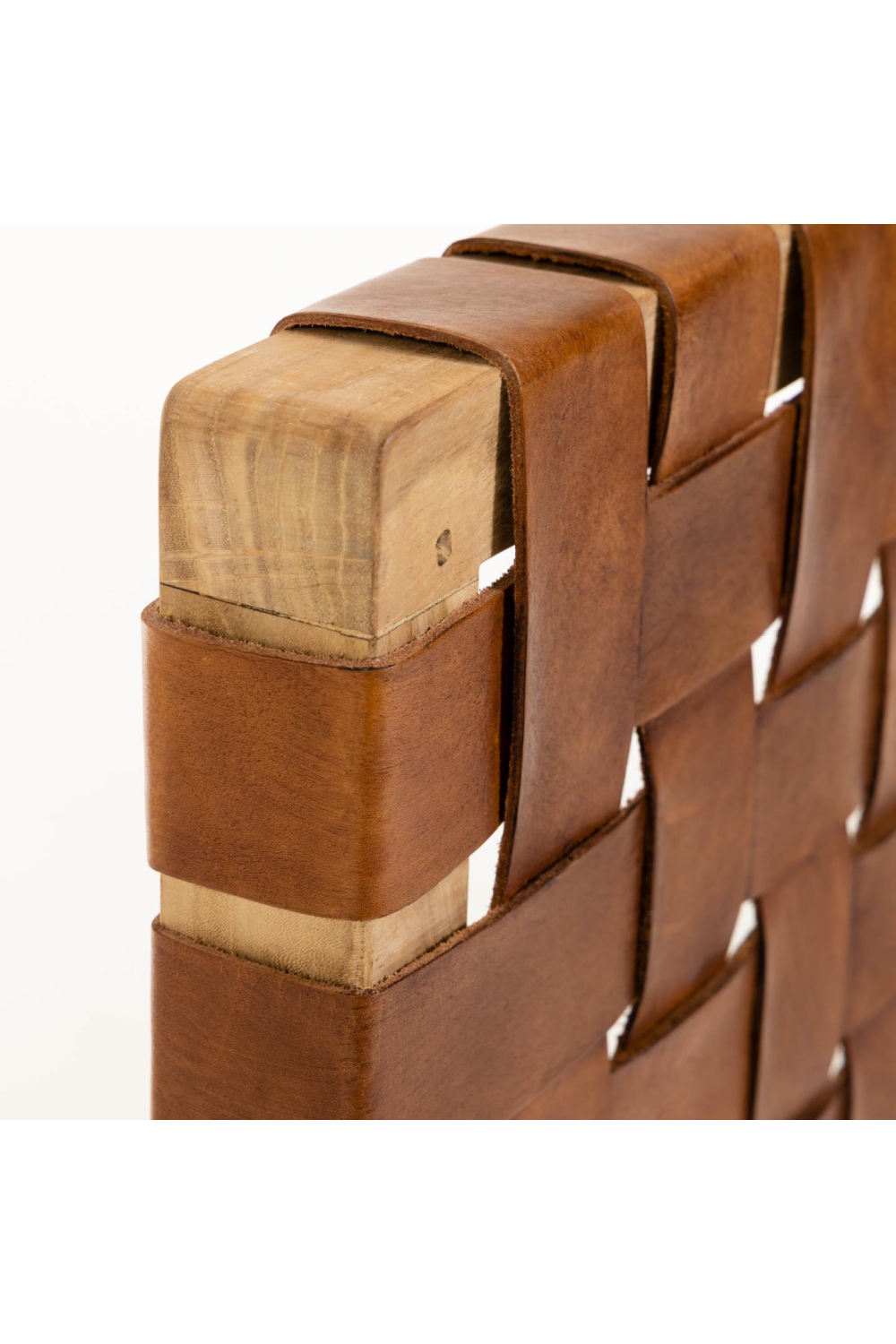 Woven Brown Leather Queen Headboard | Oroa.com