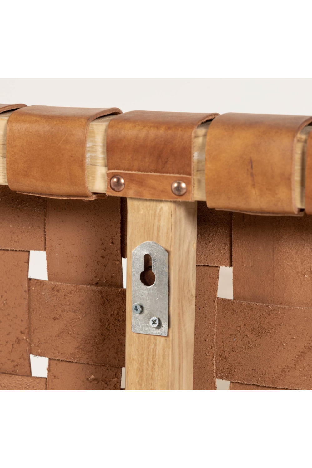 Woven Brown Leather Queen Headboard | Oroa.com