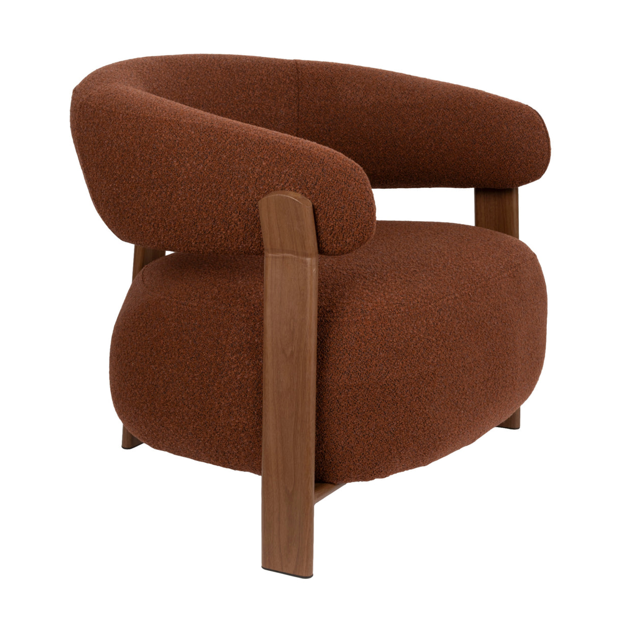 Modern European furniture - Brown Fabric Rounded Lounge Chair - www.oroa.com | Oroa.com