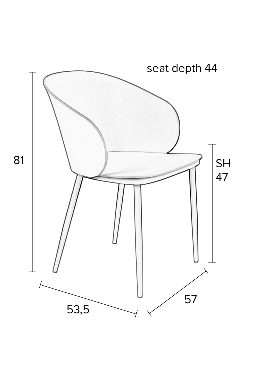 Curved Back Dining Chairs (2) | DF Gigi | Oroa.com